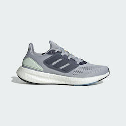 Adidas Pureboost 22 Men's Running Sport Shoes Halo Silver / Shadow Navy / Linen Green