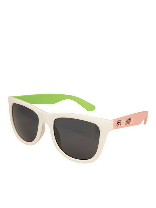 Santa Cruz Divide Sunglasses with White Plastic Frame and Black Lens SCA-SUN-0181