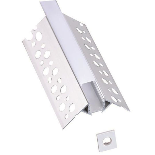 Eurolamp Gemauert Aluminiumprofil für LED-Streifen mit Opal Abdeckung für Gipskarton 200x5x2.2cm