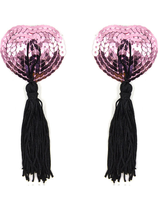 Naughty Toys Sequined Heart Nipple Covers Ροζ