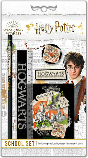Graffiti Hogwarts Παιδικό Σετ Γραφικής Ύλης με Μολύβι, Ξύστρα, Γόμα, Σημειωματάριο και Χάρακα 5τμχ