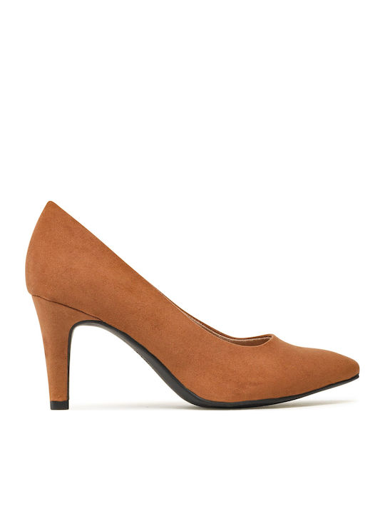 Suede Cognac Medium Heels