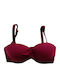 Strapless Bikini Top D Cup με Ενίσχυση Μπορντό