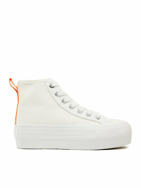 Γυναικεία Flatforms Μποτάκια Λευκά