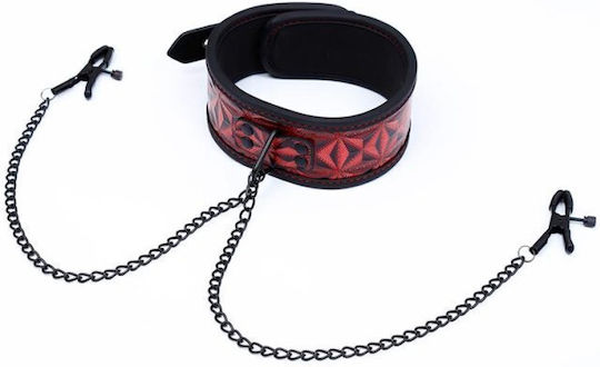 IntoYou Diamond Line Collar With Nipple Clamps BDSM Kit σε Κόκκινο Χρώμα