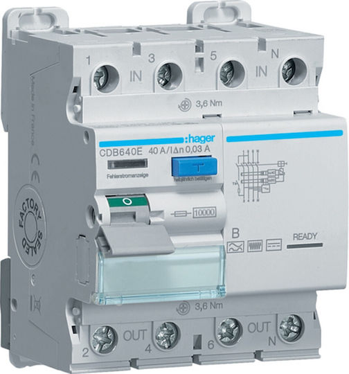 Hager Phase Relays Leckage der Erde 40A Quadruple Pole