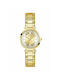 Guess Crystal Clear Uhr mit Gold Metallarmband