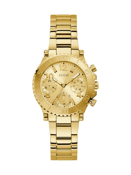 Guess Cosmic Womens Watch 36mm Chronograph Battery with Gold Stainless Steel Bracelet