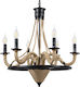 GloboStar Pennsylvania Candelabru 6xE14 Ø64cm cu Frânghie Negru 00541