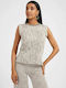 Women's Summer Blouse Cotton Sleeveless Animal Print Gray