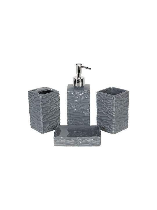 Keskor Set Accesorii Baie Ceramică Gri 4buc