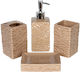 Keskor Ceramic Bathroom Accessory Set Brown 4pcs