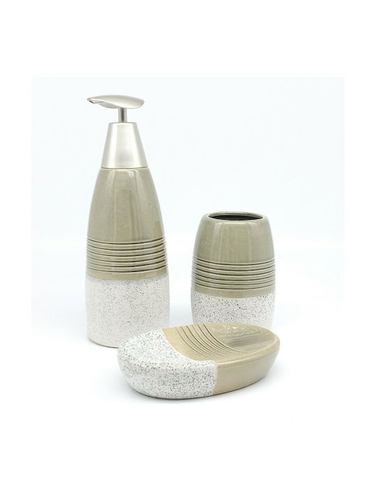 Sidirela Olive Badezimmer-Accessoire-Set Keramik Mehrfarbig 3Stück
