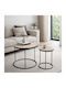 Set Zigon Rotund Parke Lemn Negru / Natural 2 Buc M48xL48xÎ45cm