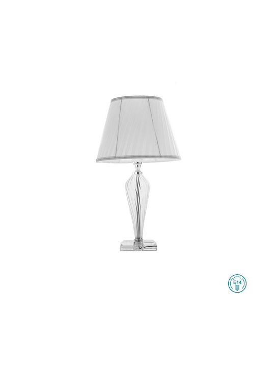 Ondaluce Villa Glass Table Lamp for Socket E14 with White Shade and Transparent Base
