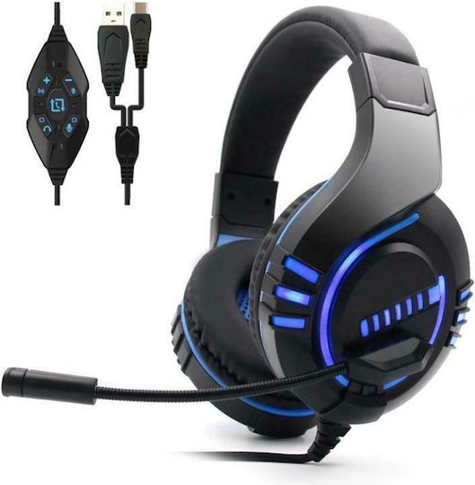 Komc M4 Über Ohr Gaming-Headset mit Verbindung USB Blau