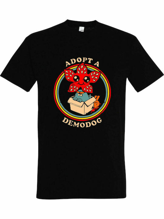 Tricou unisex, " Stranger Things, Adoptă un Demodog ", Negru