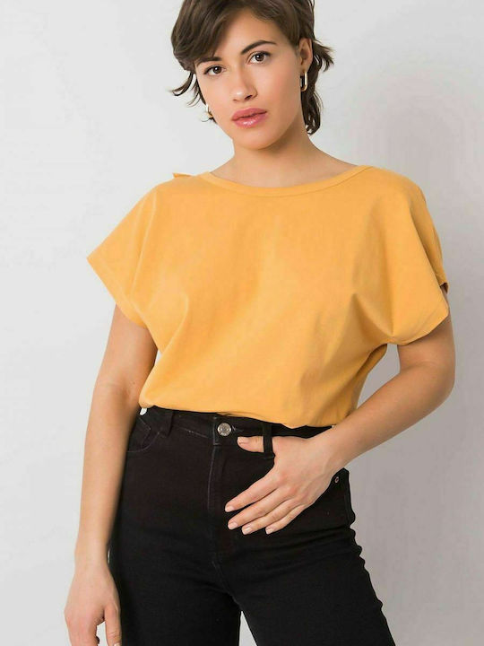 Fancy Women's Summer Blouse Cotton Short Sleeve Yellow