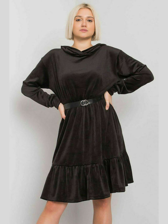 Fancy Mini Rochie cu Glugă Negru