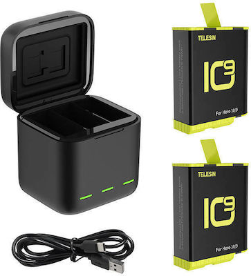 Telesin 3-Slot Charger Box For + 2 Batteries GP-BNC-901-B for GoPro