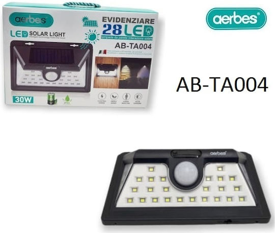 Aerbes AB-TA004 Wall Mounted Solar Light 30W 2700lm Cold White 6500K with Motion Sensor and Photocell IP65