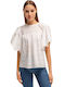 Desiree Women's Summer Blouse Cotton Short Sleeve White