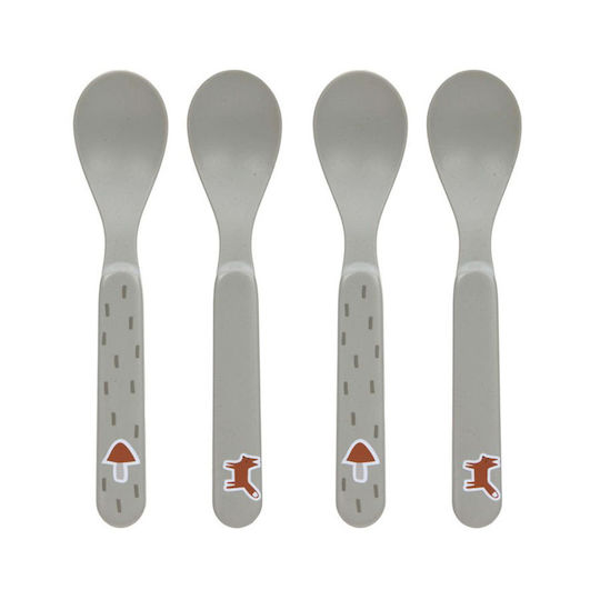 Laessig Baby Set with Spoons Little Forest made of Plastic for 6+ months Grey 4pcs