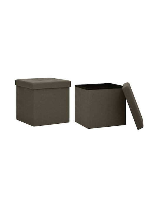 Stools For Living Room with Storage Space Upholstered with Fabric Dark brown 2pcs 38x38x38cm