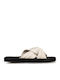 Leather Women's Flat Sandals in White Color