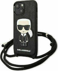 Karl Lagerfeld Monogram Patch Cord Iconik Umschlag Rückseite Synthetisches Leder / Synthetisch Schwarz (iPhone 13 Mini) KLHCP13SCMNIPK