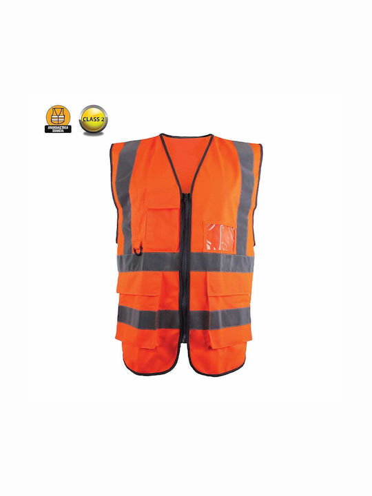 Γιλέκο Ασφαλείας - Εργασίας Φωσφοριζέ Πορτοκαλί με Τσέπες & Φερμουάρ Blackrock 6XL