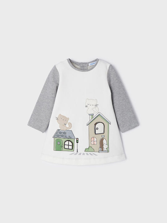 Mayoral Kids Dress Long Sleeve White