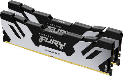 Kingston Fury Renegade Silver 32GB DDR5 RAM cu 2 module (2x16GB) și Viteză 6400 pentru Desktop