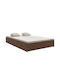 Liegestuhl-Bett Dreisitzer Rattan mit Kissen Braun 200x121x31cm.