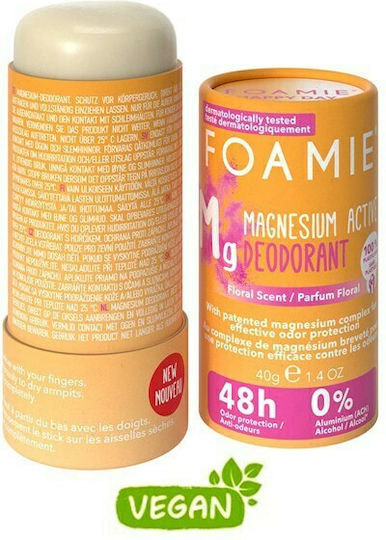 Foamie Happy Day Magnesium Active Floral Αποσμητικό 48h σε Stick Χωρίς Αλουμίνιο 40gr