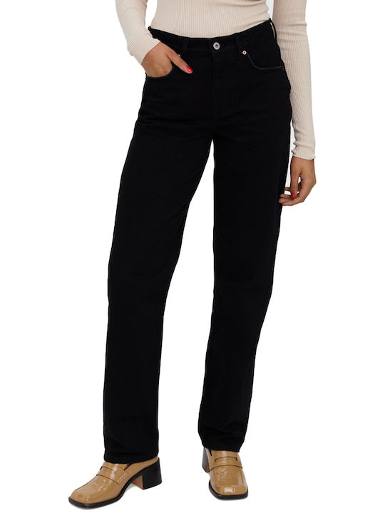 Vero Moda Women's Jean Trousers Mid Rise in Loose Fit Black
