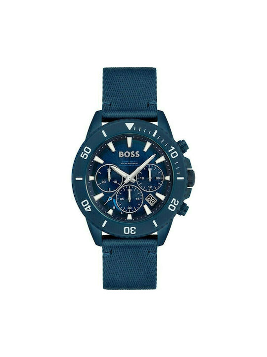 Hugo Boss Watch Chronograph Battery with Blue Fabric Strap