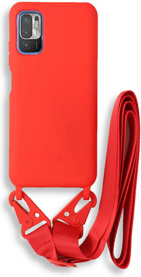 Bodycell Back Cover Σιλικόνης με Λουράκι Κόκκινο (Poco M3 Pro)