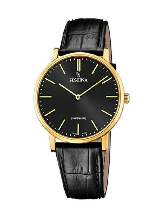 Festina Men's Watch Battery with Black Leather ...