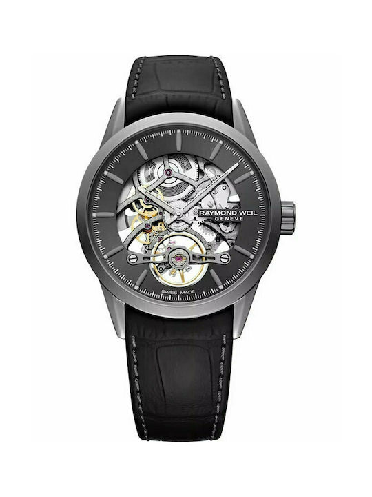 RAYMOND WEIL Freelancer Black Leather Strap