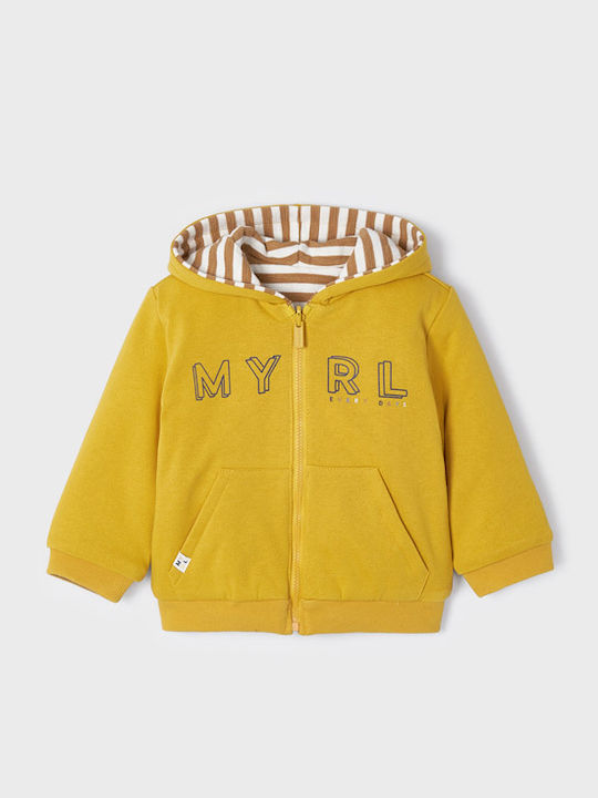 Kids Sweatshirt Cardigan Cotton with Hood Yellow
