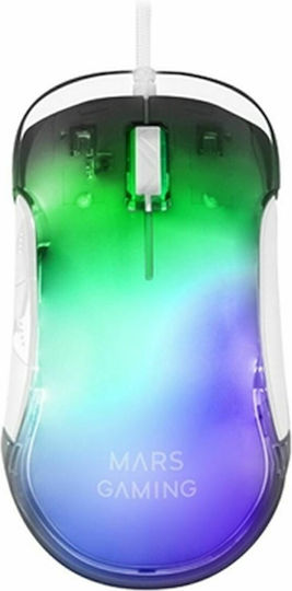 Mars Gaming MMGLOW RGB Gaming Ποντίκι 12800 DPI Λευκό