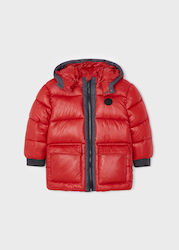 Mayoral Kids Quilted Jacket short Hooded Red