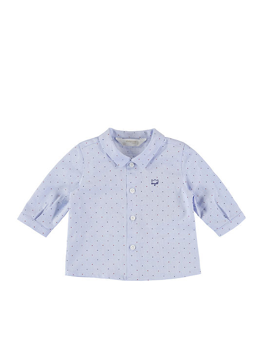 Kids Polka Dot Shirt Long Sleeve Light Blue Ecofriends