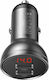 Baseus Digital Display Car Charger 24W 4.8A with Ports: 2xUSB and Voltmeter Gray Color
