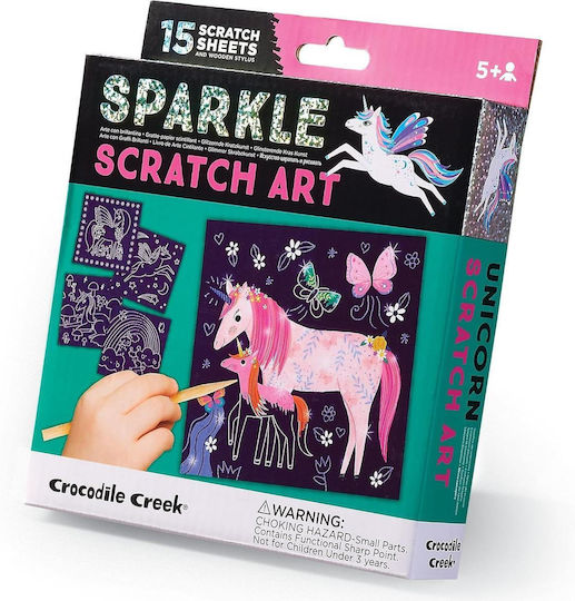 Crocodile Creek Pictură Sparkle Scratch Art - Unicorni pentru copii de 5+ ani+ ani