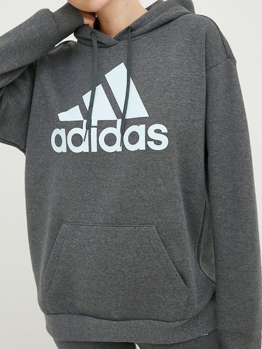 adidas Essentials Logo Boyfriend Sweatshirt Gray with Hood