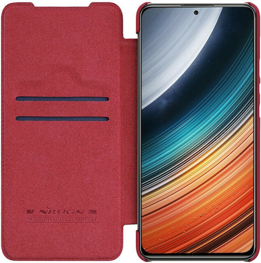 Nillkin Qin Книга Изкуствена кожа Червен (Poco F4 5G)