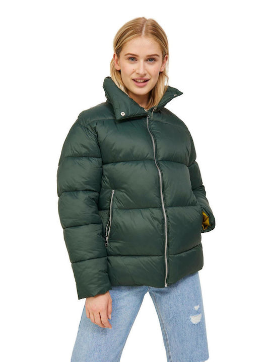 Jxellie Women's Short Puffer Jacket for Winter Green