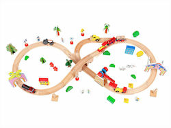 Ecotoys Σιδηροδρομικός Σταθμός Σετ με Τρενάκι από Ξύλο για 3+ Ετών